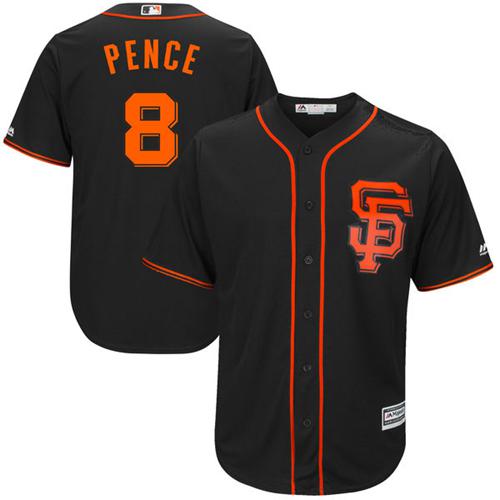 Giants #8 Hunter Pence Black Alternate Stitched Youth MLB Jersey - Click Image to Close